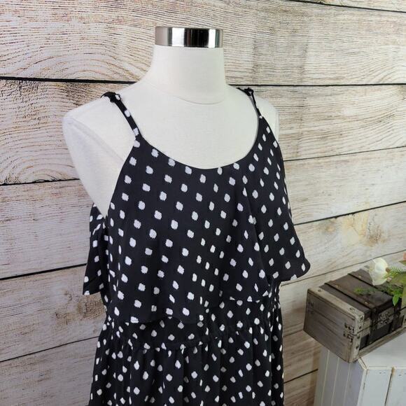 ELLE Polka Dot Spaghetti Strap‎ Dress Black White Medium - Picture 3 of 6
